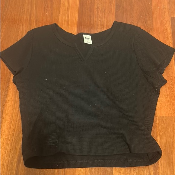 TNA Black Textured Short Sleeve Top - Picture 1 of 1